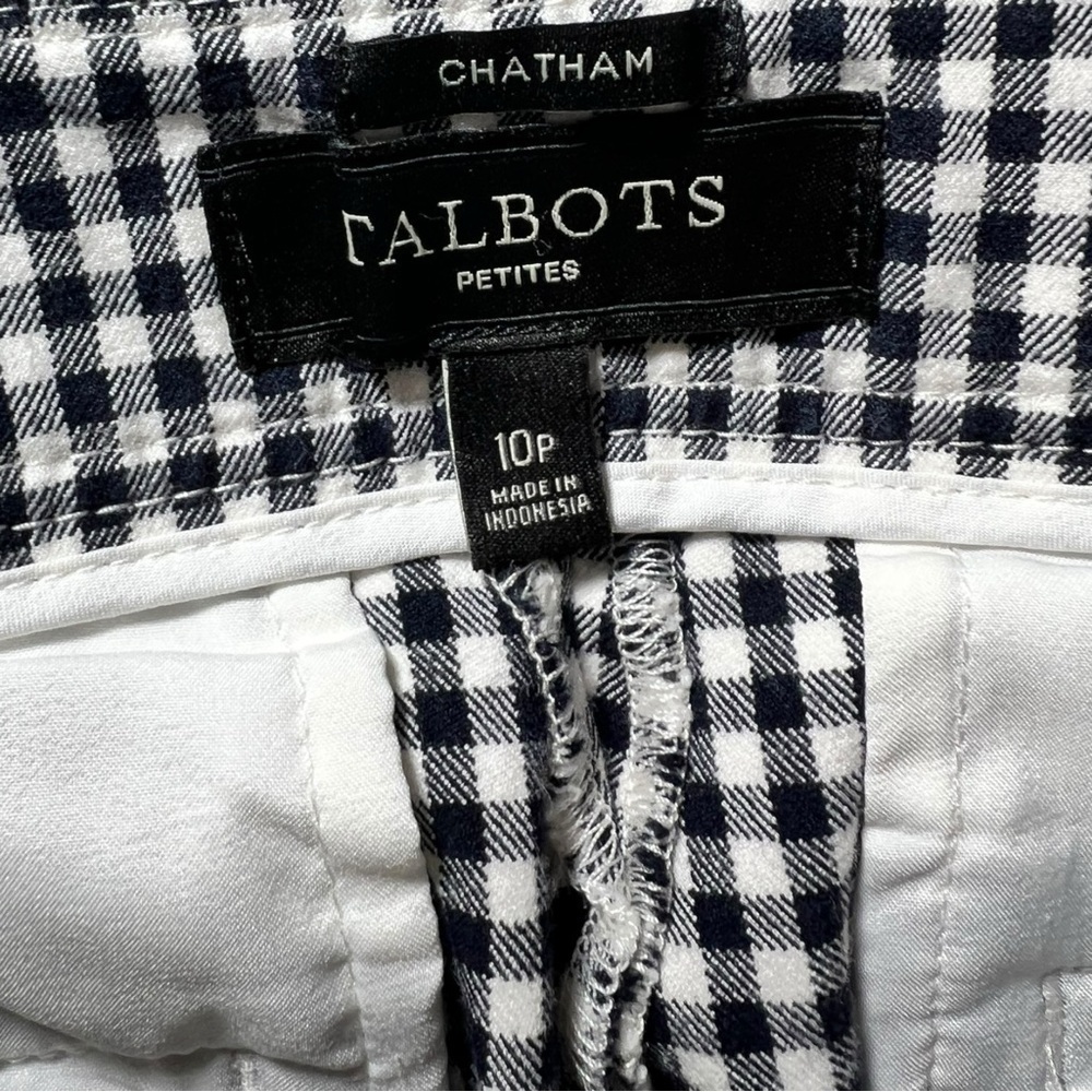 Talbots Women’s Chatham Ankle Pants Black White Plaid Size 10P - Picture 4 of 9